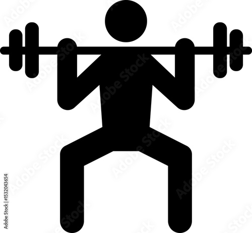 Weight lifting man icon flat style. Powerful fitness vector of bodybuilder holding weights for gym Logo design. Strength training symbol. Powerlifter squatting and sport sign illustration collection.