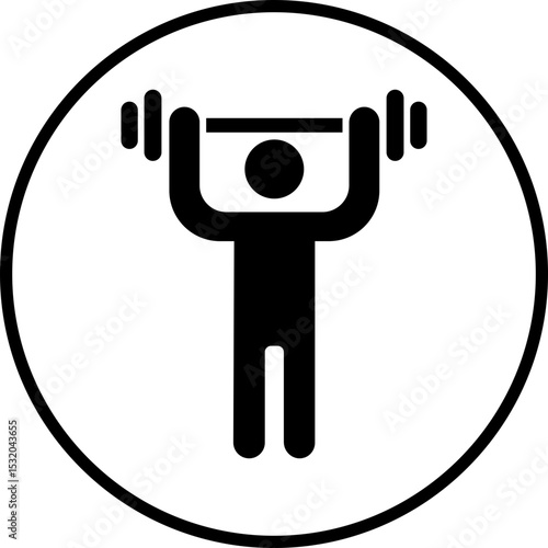 Weight lifting man icon flat style. Powerful fitness vector of bodybuilder holding weights for gym Logo design. Strength training symbol. Powerlifter squatting and sport sign illustration collection.