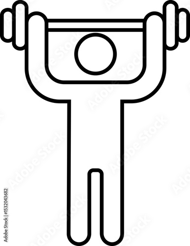 Weight lifting man icon outline style. Powerful fitness vector of bodybuilder holding weight for gym Logo design. Strength training symbol. Powerlifter squatting, sport sign illustration collection.