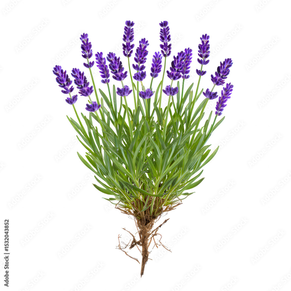 Fototapeta premium Vibrant Lavender Plant with Roots A Stunning Floral Image