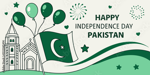 Colourful vector illustration of a green city with old town and castle in a spring nature design Independence day