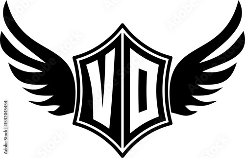 VO logo emblem with winged and shield template