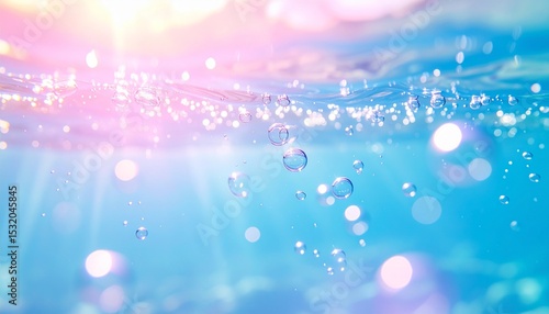 柔らかな光と泡が織りなす、夢のような水の世界Generated image