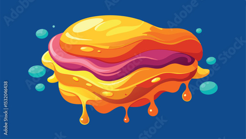 Abstract swirls of colors in bright shades with droplets and decorative orbs