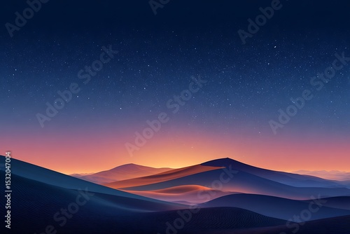 Golden sand dunes in tranquil desert sunrise