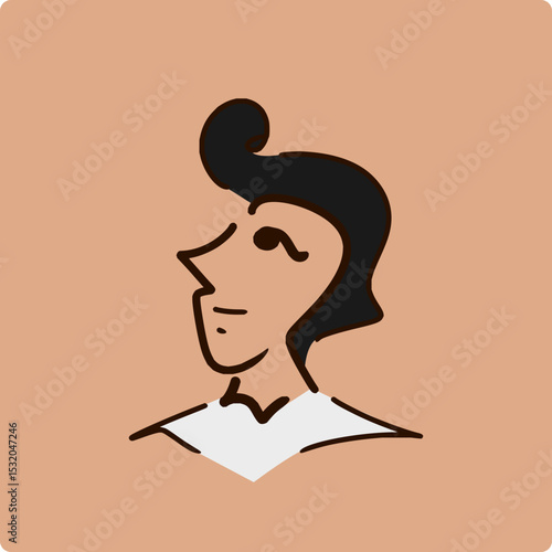 Man in Side View with Curled Hair