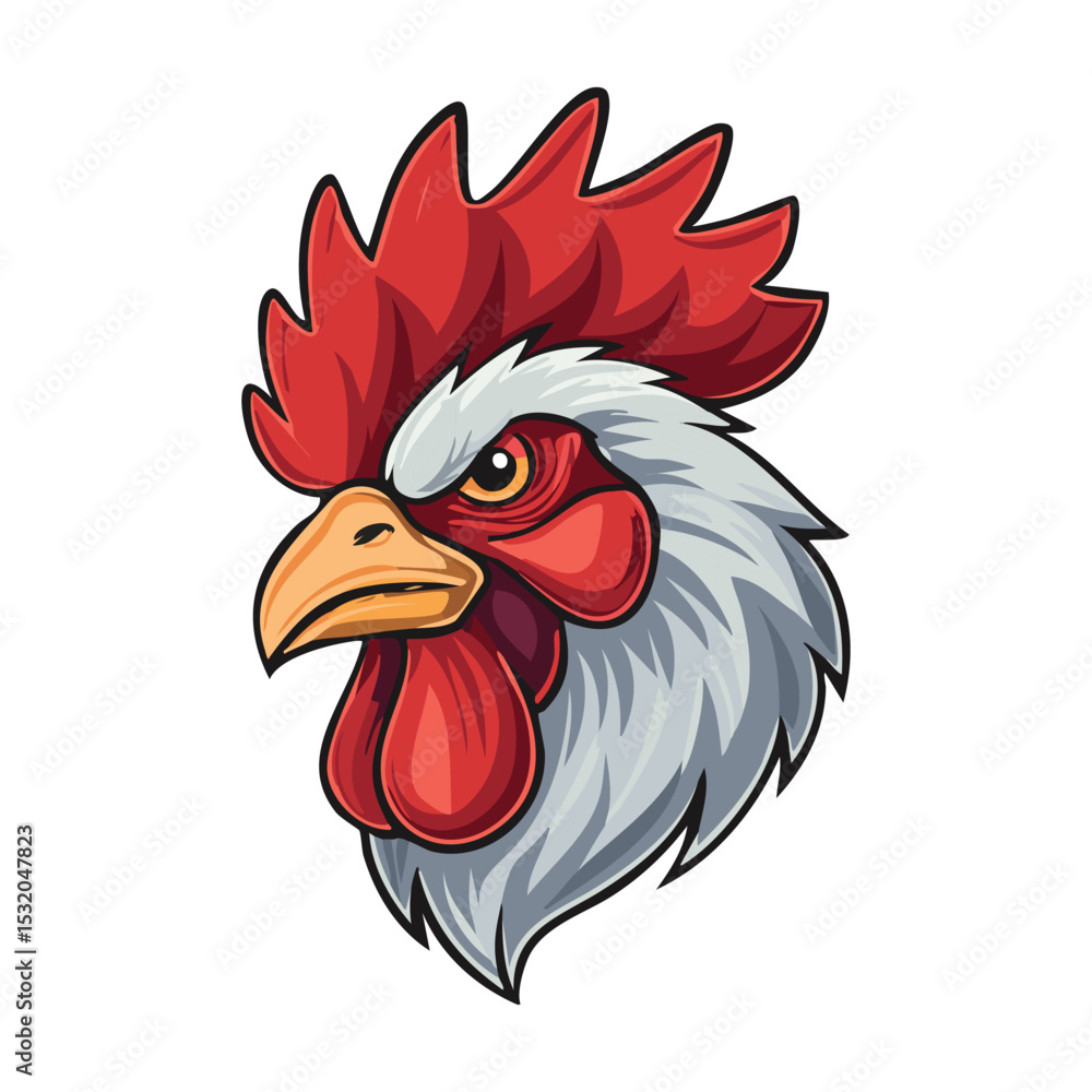 Angry Rooster Head Mascot Illustration Angry Rooster Head Mascot Illustration