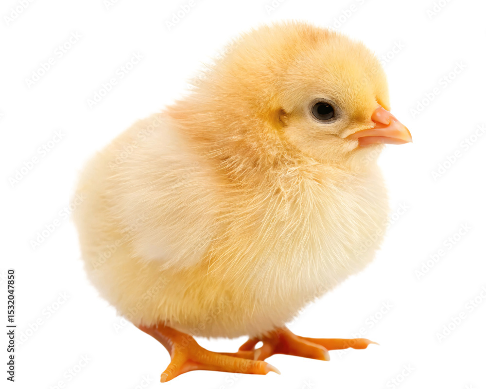 Fototapeta premium Fluffy Yellow Baby Chick isolated on transparent background