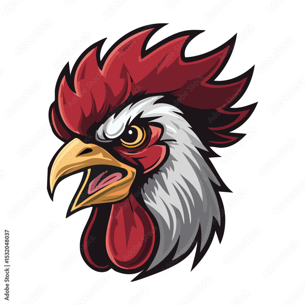 Angry Rooster Head Mascot Illustration Angry Rooster Head Mascot Illustration