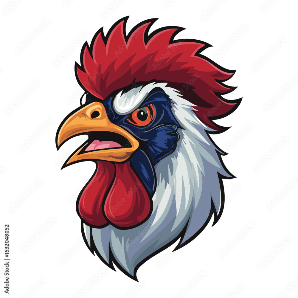 Angry Rooster Head Mascot Illustration Angry Rooster Head Mascot Illustration