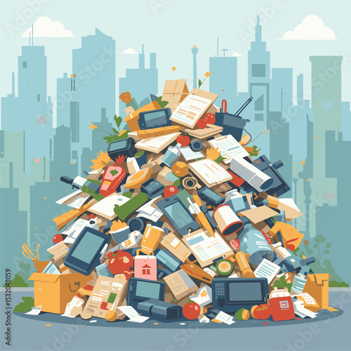 Urban Waste Pile: A Modern City's Consumption Conundrum