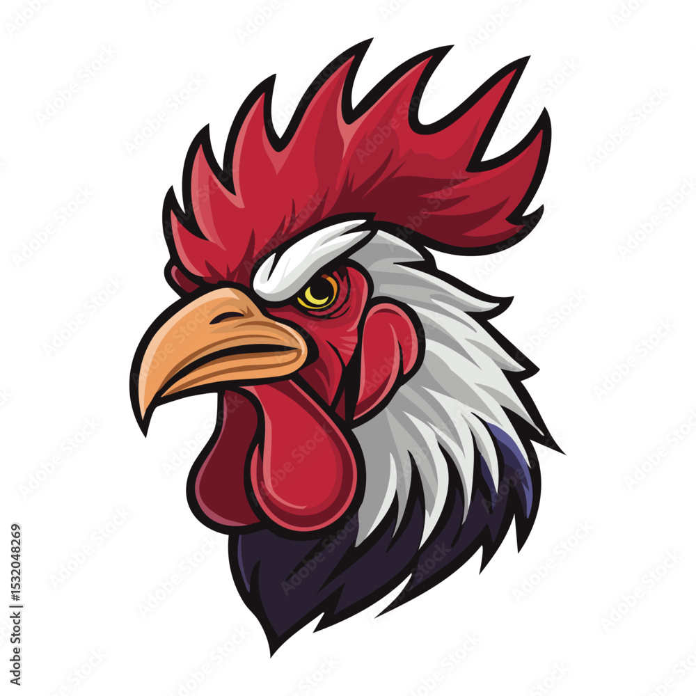 Angry Rooster Head Mascot Illustration Angry Rooster Head Mascot Illustration