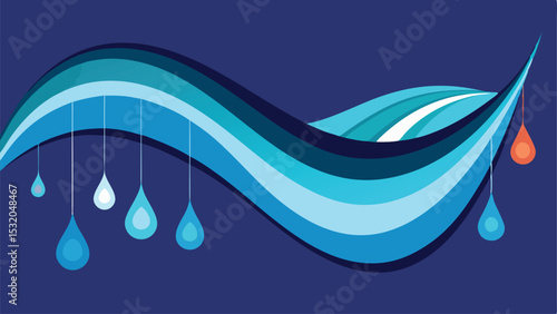 Abstract wave design with water drops illustrating fluid dynamics and water concepts