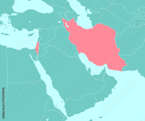 Middle East map illustration (Iran and Israel war) | No text