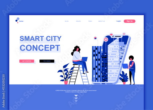 Cartoon hand-drawn flat business office character vector illustration web page