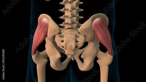 Gluteus medius muscle anatomy for medical concept 3D rendering