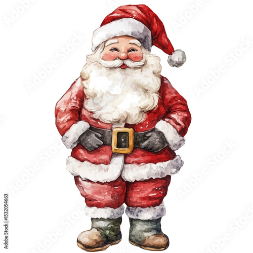 Santa Figurines, watercolor vector, isolated on a white background.