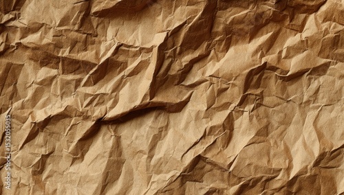 Wallpaper Mural Close-up of a textured, crumpled brown paper surface.  The image shows deep creases and folds, creating a highly irregular pattern Torontodigital.ca