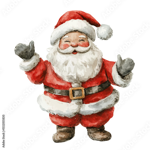 watercolor vector of Santa Figurines, isolated on a white background.
