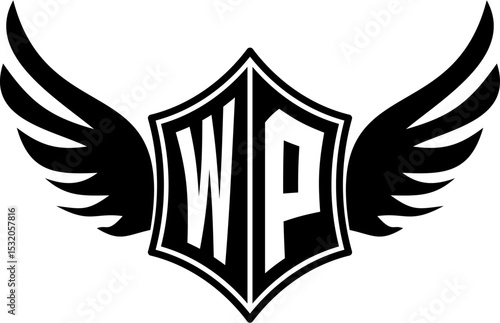 WP logo emblem with winged and shield template