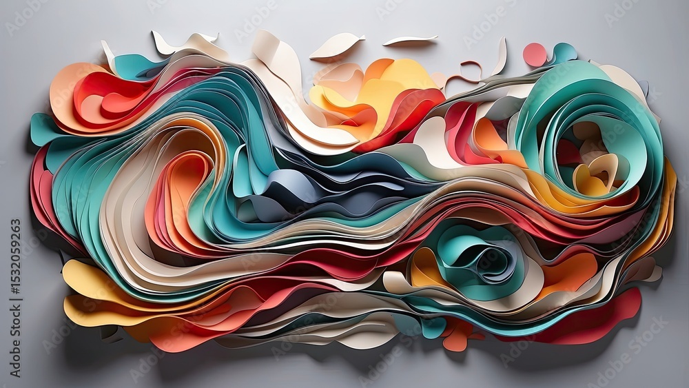 Obraz premium Wavy Sheet Forms – A 3D Composition