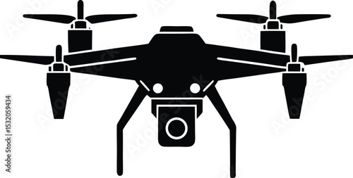 High angle view of a black drone flying, Silhouette  professional aerial photography