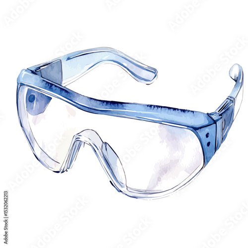 Safety Glasses, watercolor painting vector, isolated on a white background.