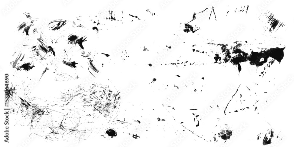 Obraz premium Black grunge effect on white background. Scratched dotted texture. Vector dust texture overlay grunge effect abstract background.