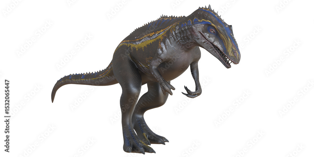 Fototapeta premium Realistic dinosaur model in dramatic pose.