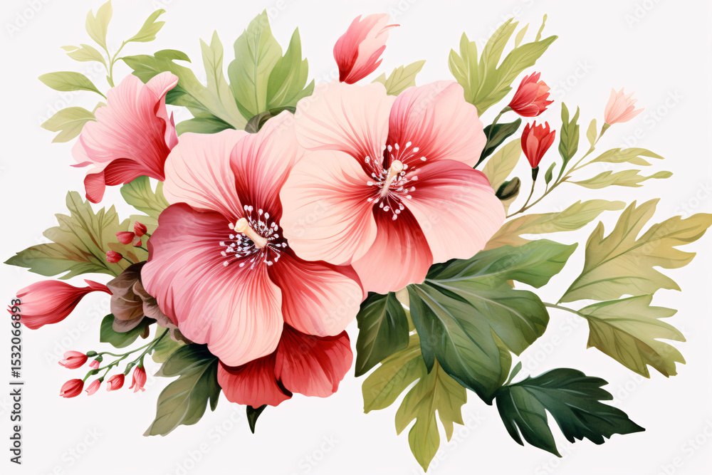 Obraz premium Watercolor Flowers Bouquets, illustration background