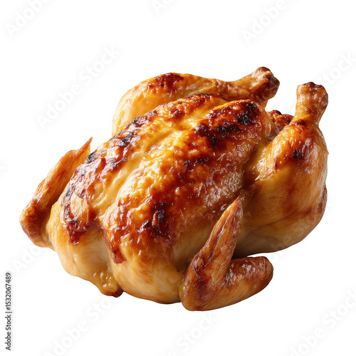 Roasted chicken isolated on a white background