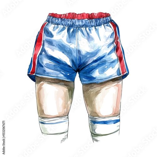Rugby Shorts, watercolor clipart vector, isolated on a white background.