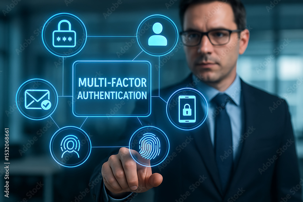Cybersecurity Expert Using Futuristic Interface with Multi-Factor Authentication Icons – Secure Login Technology Concept
Cybersecurity Expert Using Futuristic Interface with Multi-Factor Authentication Icons – Secure Login Technology Concept