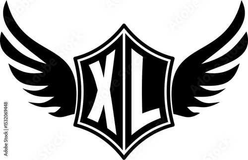 XL logo emblem with winged and shield template
