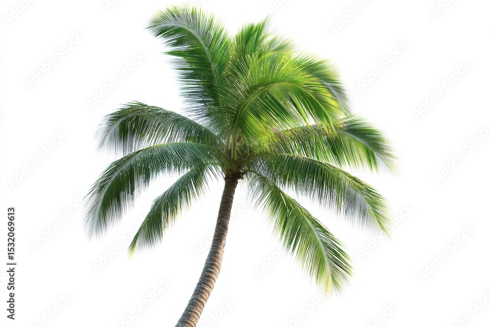 Naklejka premium Isolated palm tree with green fronds on white background
