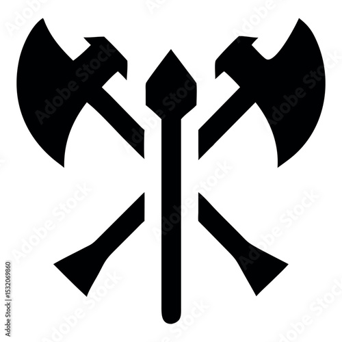 Crossed double axes with central pole graphic