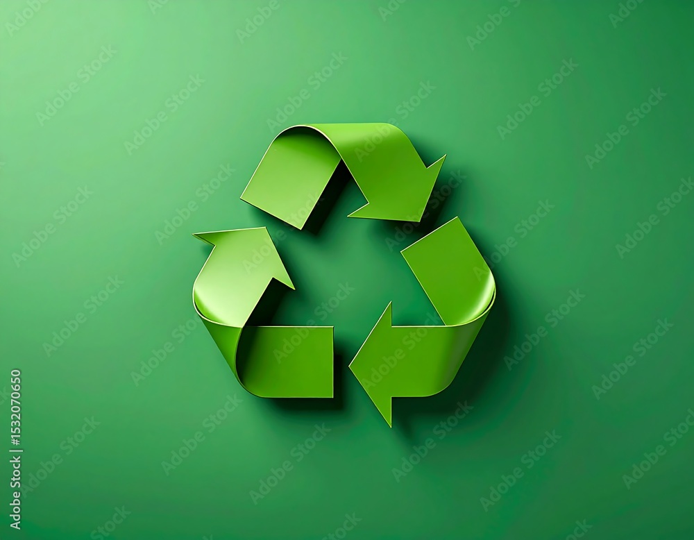Green recycling symbol on green background Green recycling symbol on green background
