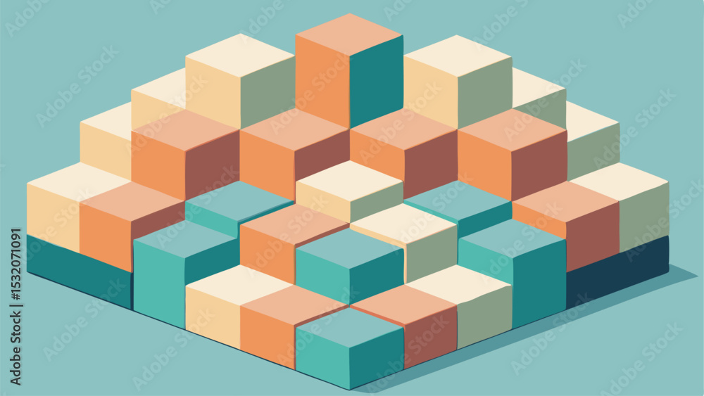 Fototapeta premium Isometric cubes geometric abstract design with pastel colors suitable for various projects