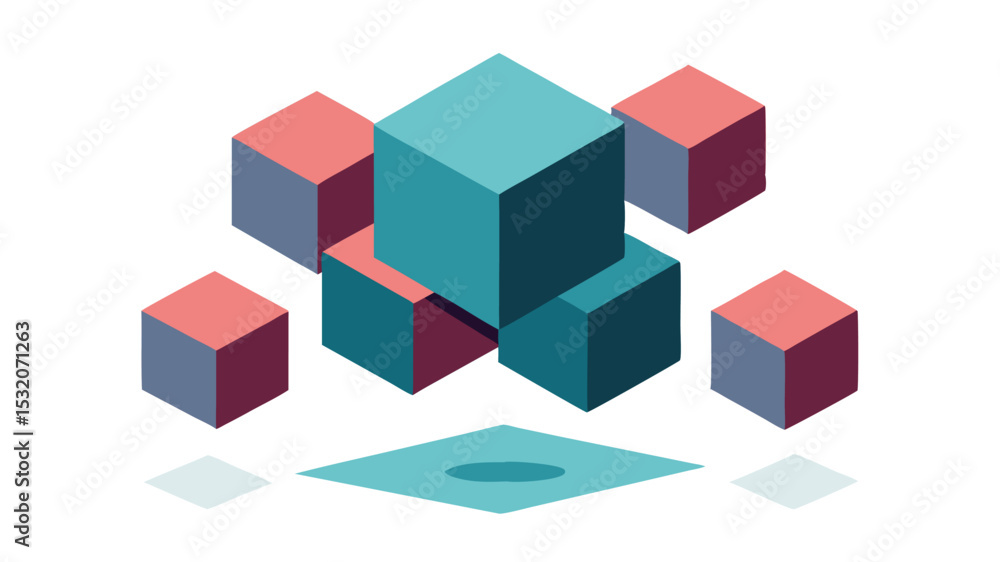 Isometric cubes illustration with transparency suitable for various design projects and applications Isometric cubes illustration with transparency suitable for various design projects and applications