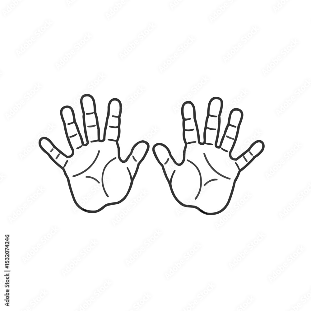 Open hands icon with palm lines in black line style Open hands icon with palm lines in black line style
