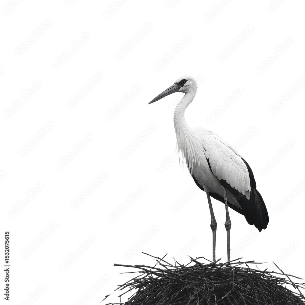 Fototapeta premium Stork isolated on transparent background.