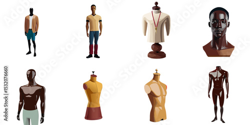 Multiple vector illustrations male mannequin

