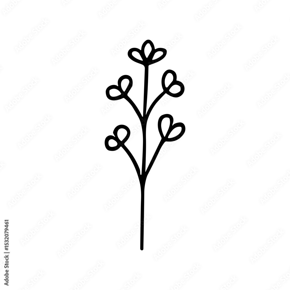 Simple Handdrawn Delicate Floral Twig Botanical Element Illustration Simple Handdrawn Delicate Floral Twig Botanical Element Illustration