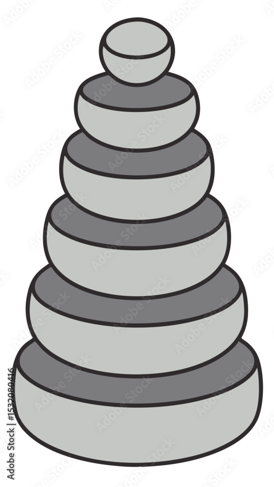 Stacked toy rings icon with black outlines on a transparent background Stacked toy rings icon with black outlines on a transparent background