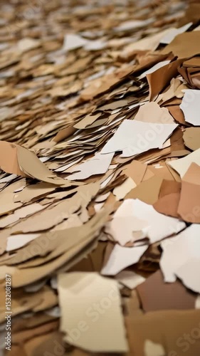 Close-up of epoxy floor coating flakes in multiple neutral earth tones and different shapes for decorative texture
