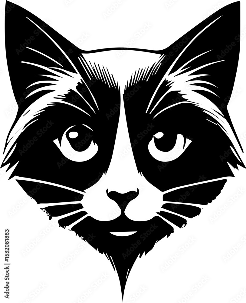 Obraz premium SVG file cat head black and white vector for printing, cutting