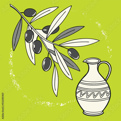 Duplicate of Olive Branch and Oil Bottle