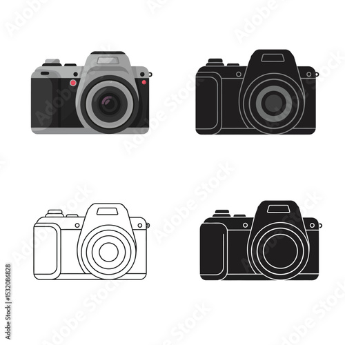 Camera icon set. flat illustration of vector icon on white background