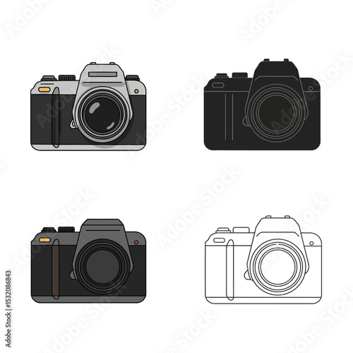 Camera icon set. flat illustration of vector icon on white background