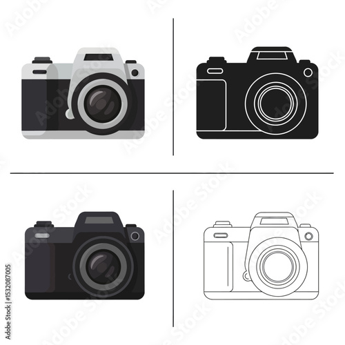 Camera icon set. flat illustration of vector icon on white background